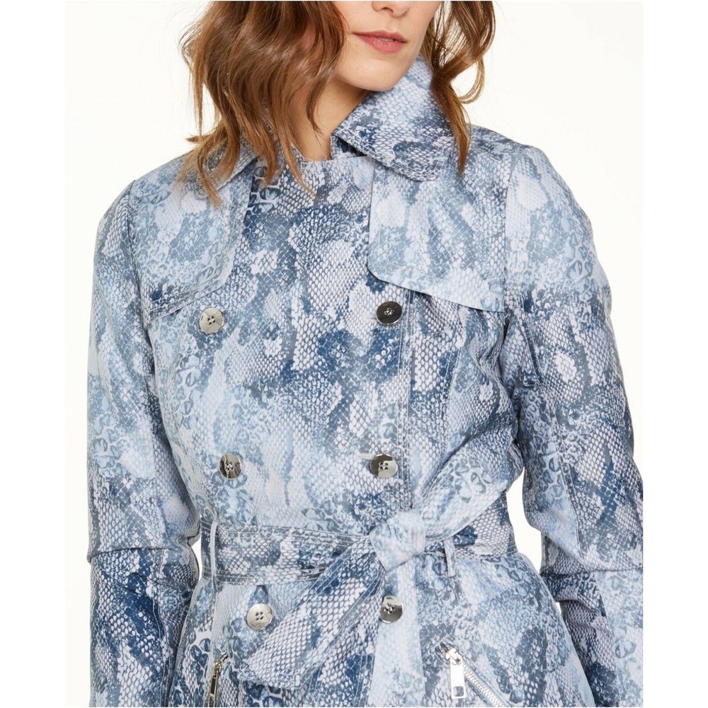 GUESS Snake Print Double Breasted Water Resistant Trench Coat Size M Org $329
